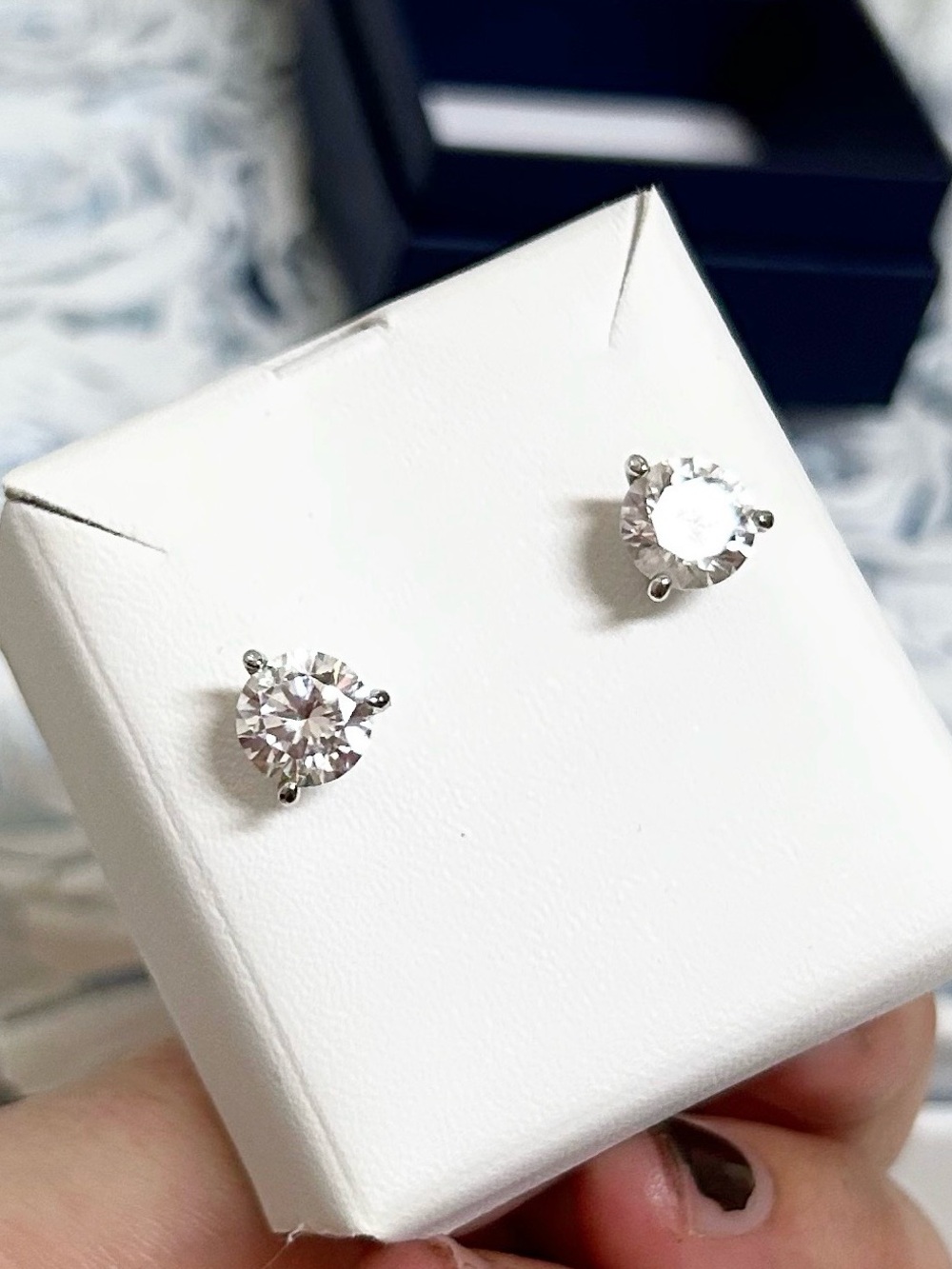 Authentic Moissonite and Sterling 925 White Gold Plated Stud Earrings